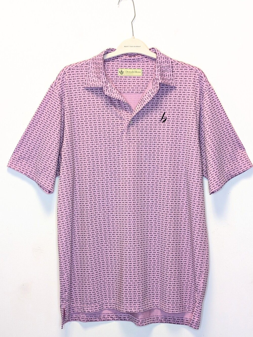 Donald Ross Men’s M Pink Fishbone Print Performance Golf Polo Shirt